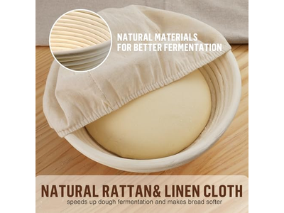 Banneton Bread Proofing Basket Round Rattan Sourdough Starter Kit